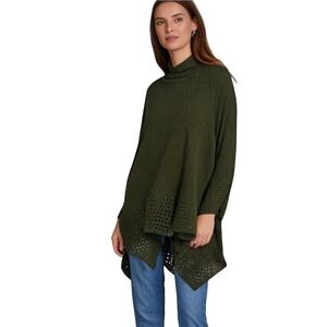 Diva Knitwear Green Turtleneck Chunky Knit Sweater Crochet Oversized Fall XL 2XL